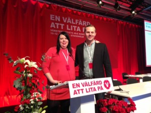 Joel Hamberg och Maria Forsberg på Vänsterpartiets kongress